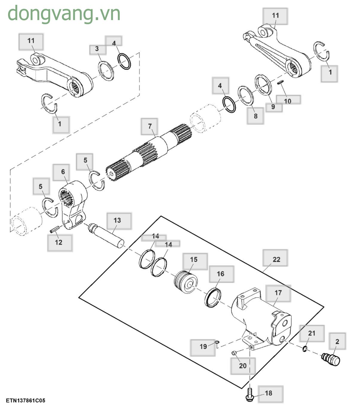 Rockshaft Lift Arms, Shaft and Cylinder, Power Steering W/ SCV - ST854912